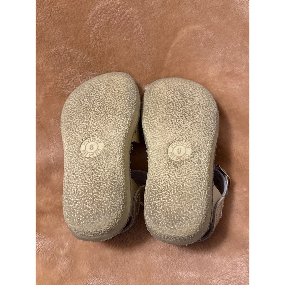 Salt Water Sun-San Sweetheart Gold Leather Scalloped Heart Sandals Toddler 8
